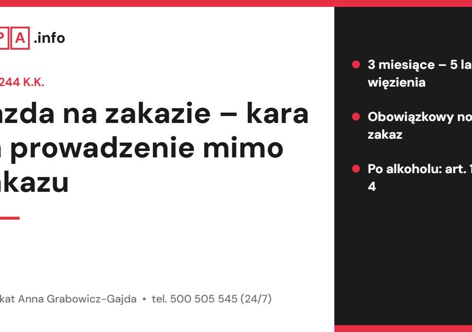 Jazda na zakazie – kara za prowadzenie mimo zakazu
