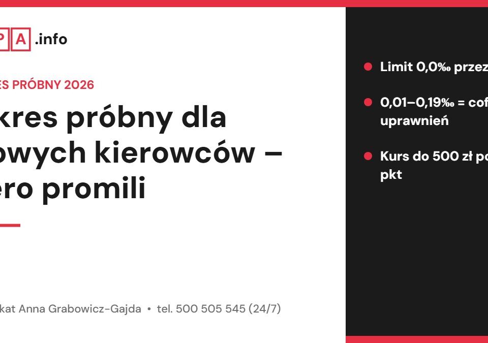 Okres próbny dla nowych kierowców – zero promili