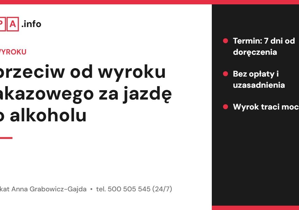 Sprzeciw od wyroku nakazowego za jazdę po alkoholu