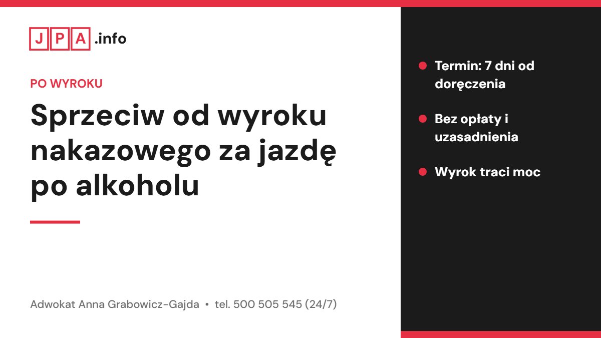 Sprzeciw od wyroku nakazowego za jazdę po alkoholu