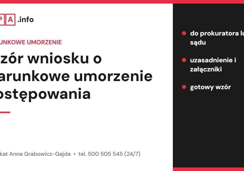 Wzór wniosku o warunkowe umorzenie postępowania