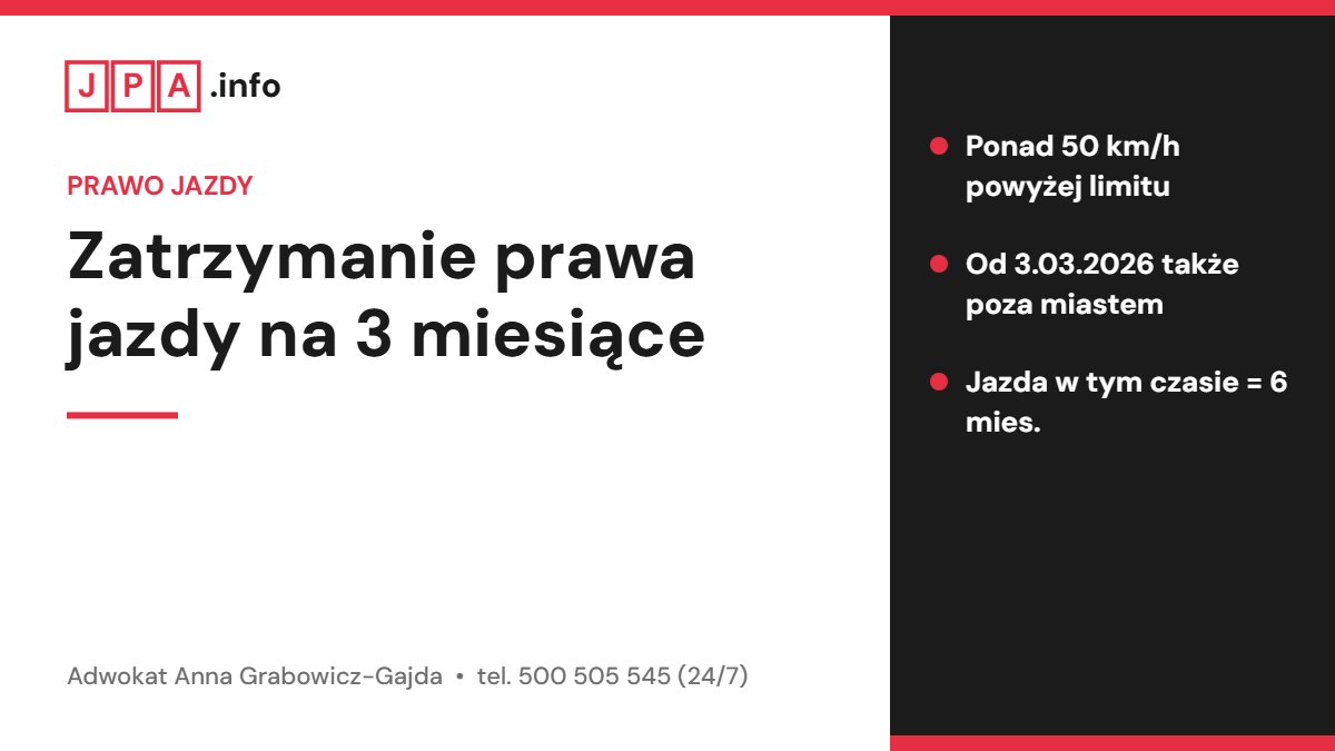 Zatrzymanie prawa jazdy na 3 miesiące